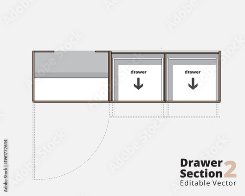 Drawer Sectional View Top View Vector