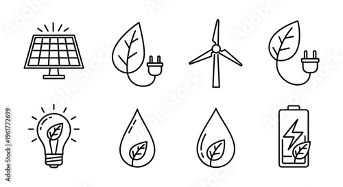 Eco friendly energy icons set.