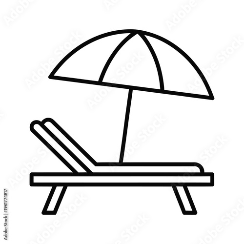 Beach lounge chair with an umbrella provides relaxation