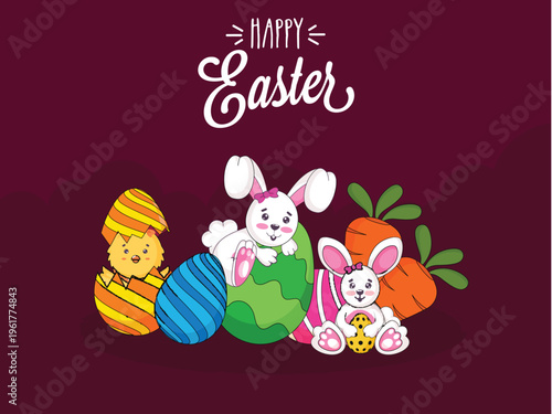 Decorative happy easter wishes background for social post