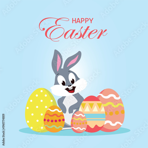 Decorative happy easter wishes background for social post
