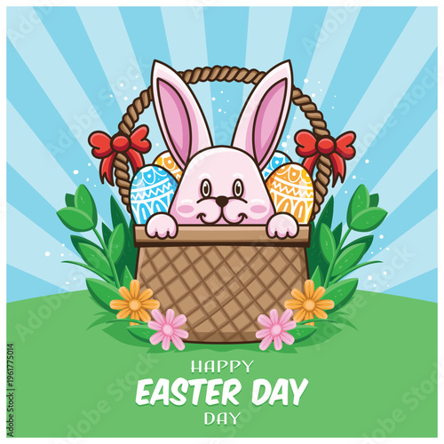 Decorative happy easter wishes background for social post