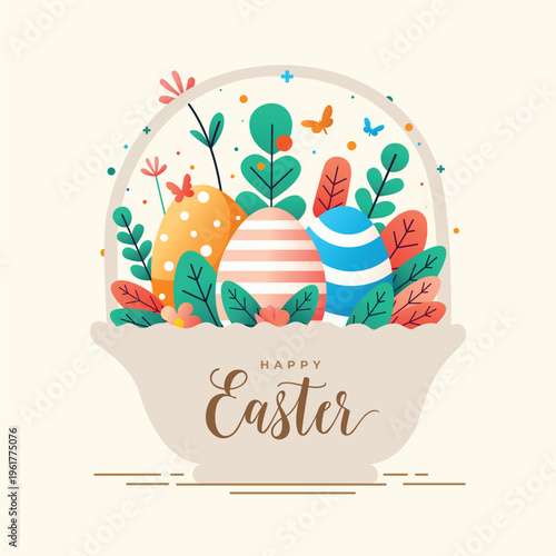 Decorative happy easter wishes background for social post