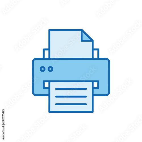 An icon of an inkjet printer printing a document.
