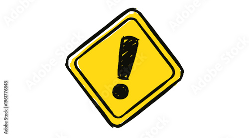 Hand drawn exclamation mark hazard warning sign