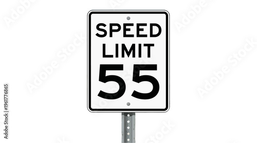 Speed limit 55 regulatory sign on a metal pole