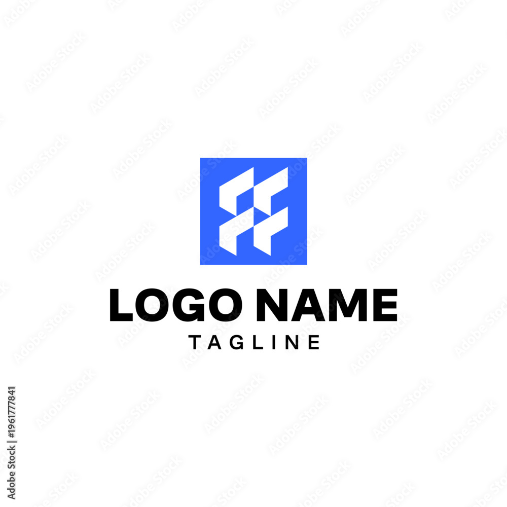 Fototapeta premium Modern Minimalist Blue Square Geometric Letter F Logo Template