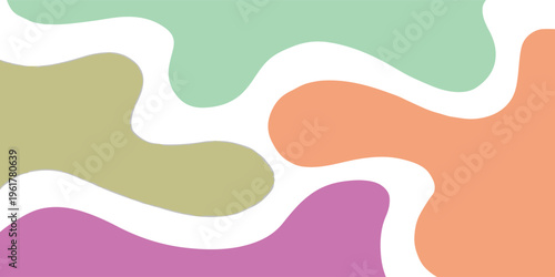 Abstract Organic Shapes Background with Wavy Lines and Pastel Colors.