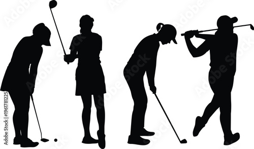 Women silhouette vector doing golf
