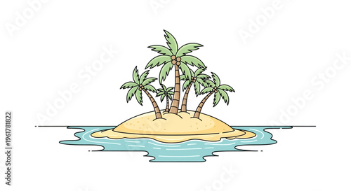 Tropical island with palm trees standing.