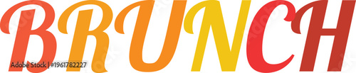 Colorful lettering spelling the word brunch with a gradient color effect on a transparent background.
