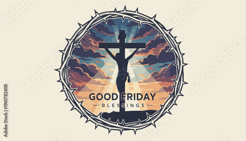 Happy Easter with a basket of eggs, religious crosses, and lit candles for contemplation.