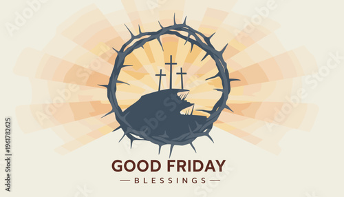 Cheerful Happy Easter Day illustration with a cute bunny, colorful eggs, and a rainbow.