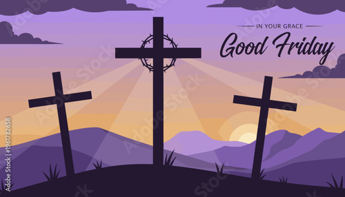 Holy Saturday scene with lit candles and a cross, symbolizing reflection and vigil in a blurred church interior.