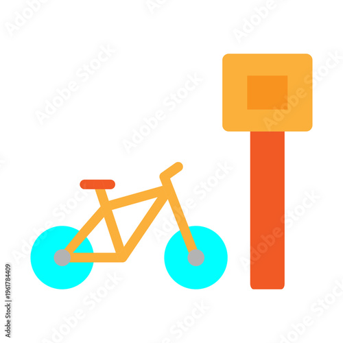 Bike Rental Station Vector Flat Icon Design
