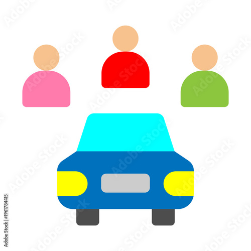RideSharing Car Vector Flat Icon Design