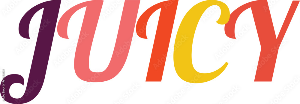 Fototapeta premium Juicy word lettering in bold colorful script for fresh fruit labels smoothie bars and healthy lifestyle marketing.