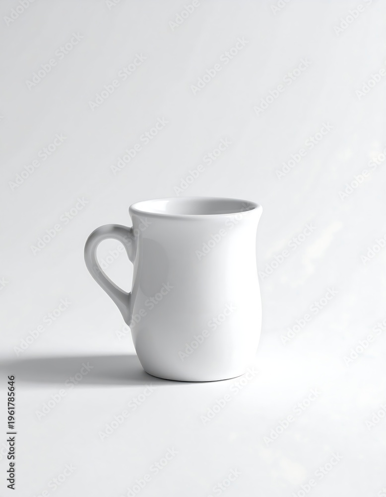 Obraz premium A white ceramic mug with a handle on a plain white background