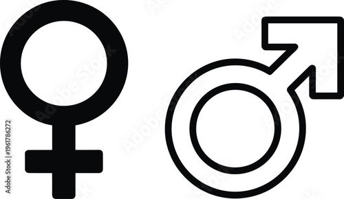 Female and Male Gender Symbols Side by Side illustration untitled