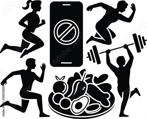 Fitness Running Gym Weightlifting Smartphone Restriction Health Exercise Lifestyle Nutrition Activity