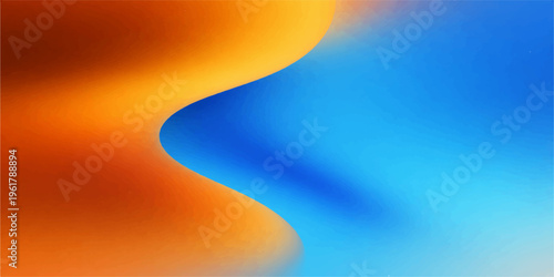 An artistic vector wallpaper featuring an abstract blue background with motion stripes and orange gradient waves, blending bright yellow sun light and energy curves into a stylish textured design