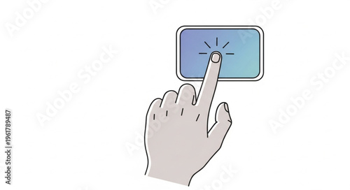 Finger pressing a button on a digital screen interface.