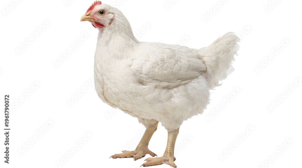 Fototapeta premium Standing White Hen Chicken Isolated on Transparent Background