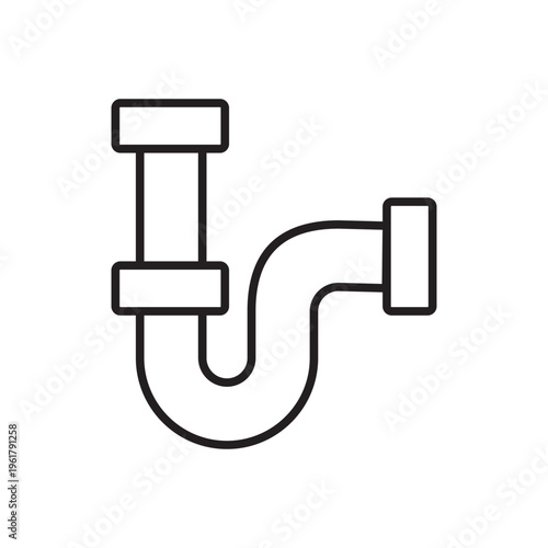 Outline water pipe icon isolated flat style design.