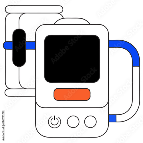 Vector graphic illustration of a modern portable medical device with a screen and controls