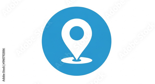 Blue Circle Location Pin Icon for Maps and Navigation.