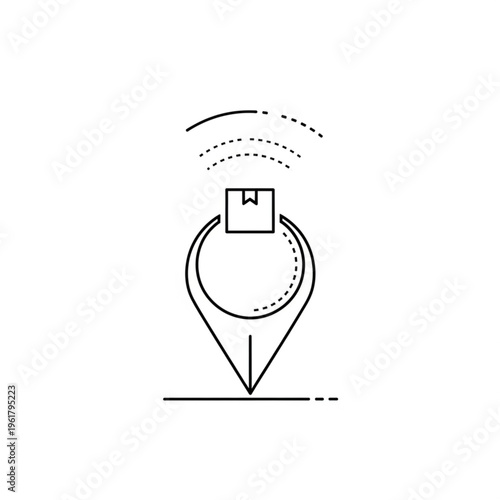 Black and white location pin icon.