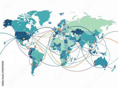 Global Shipping Routes and Logistics Network Map - International Trade Connections