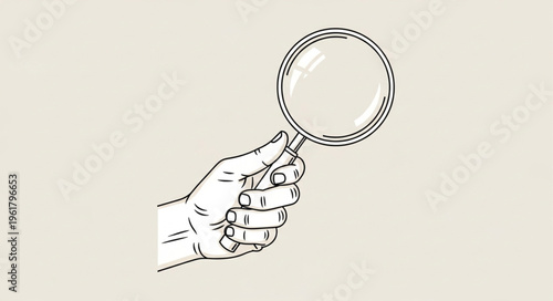 Hand Holding Magnifying Glass - Detailed Examination and Exploration Concept.