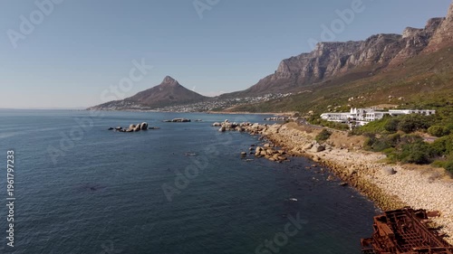 Aerial view of Cape Town coastline, South Africa