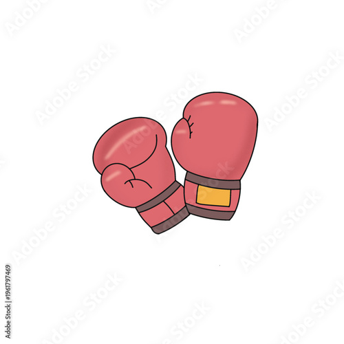 Boxing Gloves Cartoon Illustration Red Punching Gloves Sport Fight Equipment Vector