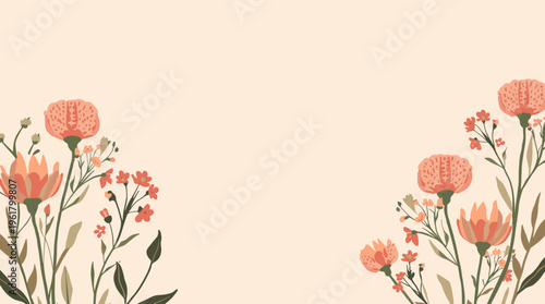 A stylized illustration of leaves on a beige background, evoking a sense of serenity and natural beauty.