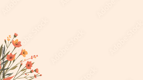 A stylized floral pattern with leaves and flowers in a modern abstract design, conveying a sense of elegance and sophistication.