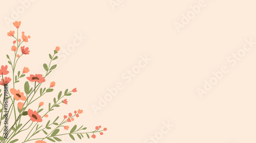 A calming abstract illustration of green plant stems and leaves on a soft background, evoking feelings of serenity and growth.