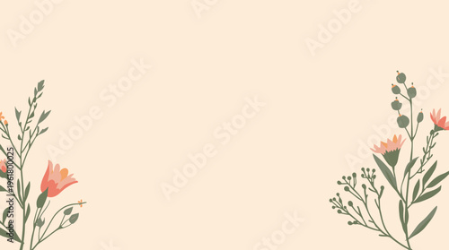 A serene and modern illustration of plant leaves on a soft background, evoking a sense of calmness and simplicity.