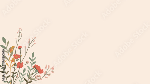 A serene and modern illustration of plant stems and leaves in muted earthy tones, perfect for designs requiring a natural and calming aesthetic.