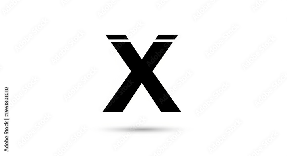 Fototapeta premium Bold Black Letter X with Distinctive Double Line Accent.
