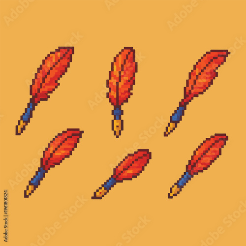 feather pen pixel art, eps 10 illustration
