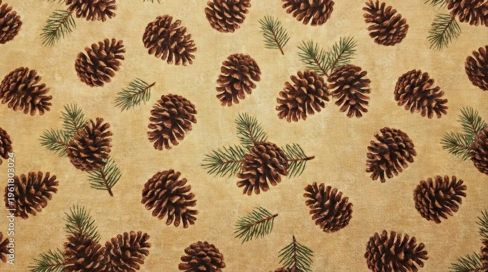 Fototapeta premium Seamless pattern of brown pine cones on beige