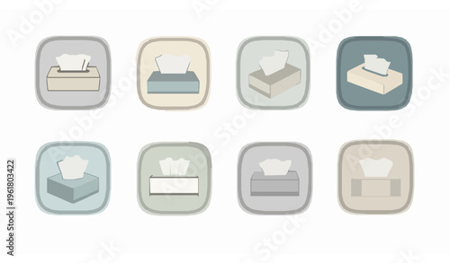 Tissue box icon in frames simple clean vector template