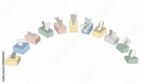 Tissue box arc icon set simple clean vector illustration