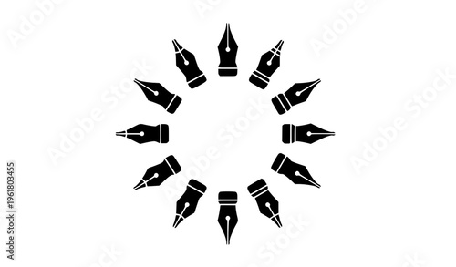 Fountain pen nib circular solid icon glyph vector illustration