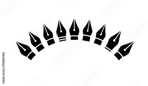 Fountain pen nib arc layout solid icon glyph vector illustration