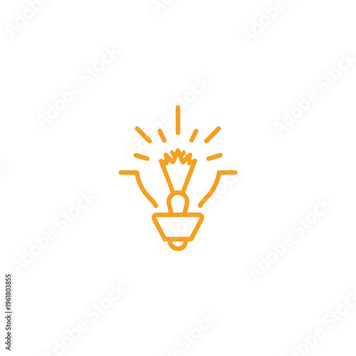 Orange Shuttlecock Lightbulb Icon - Minimalist Concept for Badminton Innovation and Creative Sports Ideas