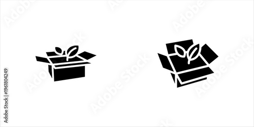 Eco packaging black icon set. vector illustration on white background, eps10.