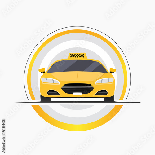 Vibrant yellow taxi car illustration, a modern emblem for convenient urban transportation services and quick rides